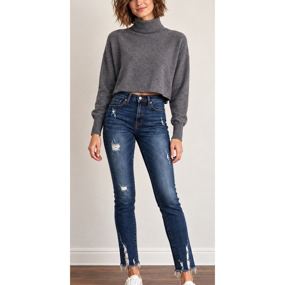Vervet Jeans By Flying Monkey  Size 29 Distressed Raw Hem High Rise Skinny Leg